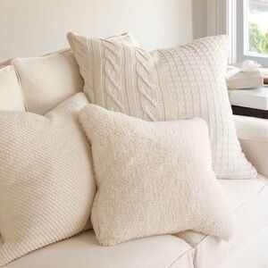 Pottery Barn Cream Knit Cable Knit Throw Pillow Covers Two Sizes